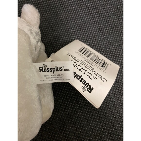 Lot of 2 Russ Berrie Russplus Lil Luv Sitting Bears Beanbag Pink Hearts Tags 6” - Picture 11 of 16